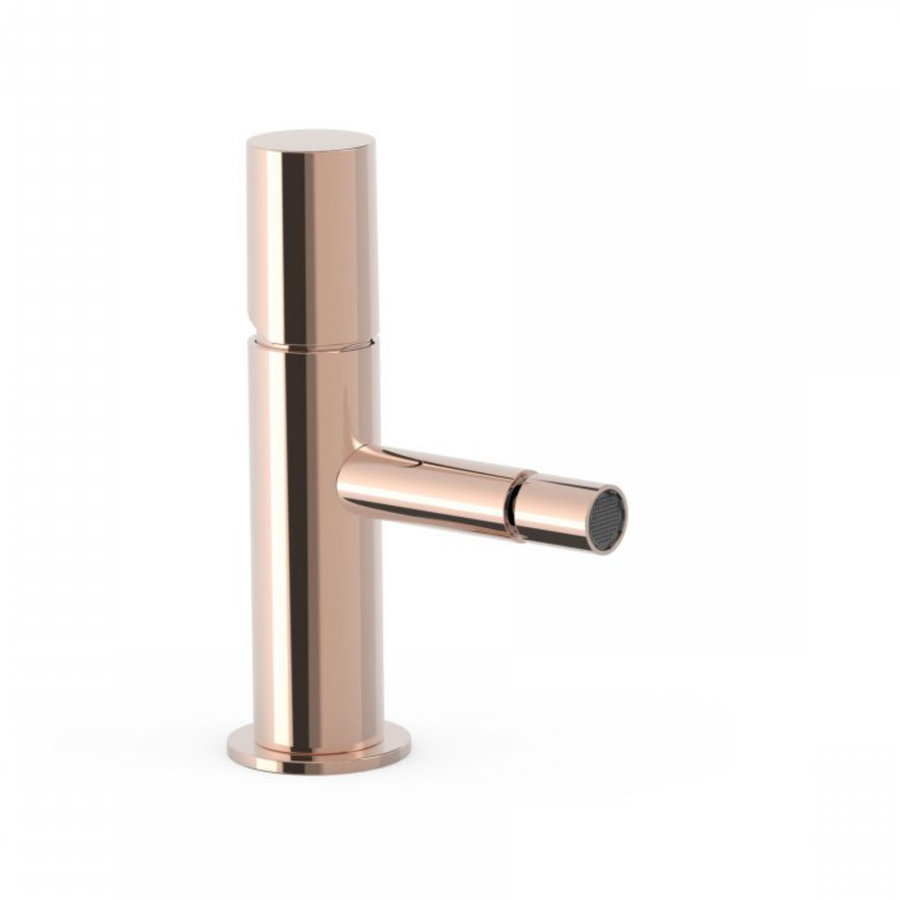 Bidetmengkraan Tres Study Exclusive 1-Knop Uitloop Recht 8 cm Rond Rosé Goud