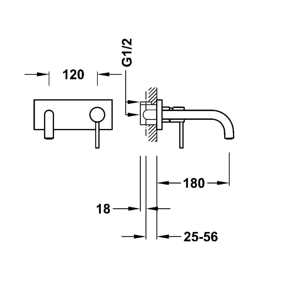 Wastafelmengkraan Inbouw Tres Study Exclusive met Afdekplaat Gebogen Uitloop 18 cm en Hendel Goud