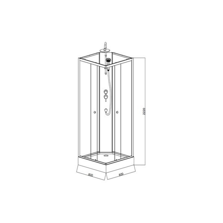 Complete Douchecabine VM Khone III 80x80x220 cm Hoekinstap Mat Wit