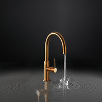 Keukenmengkraan Tres Study Exclusive 1-Hendel Uitloop Gebogen 26 cm Rond Rosé Goud