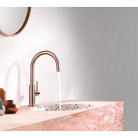 Wastafelmengkraan Tres Study Exclusive 27,5 cm met Hendel Uitloop Gebogen Rond Rosé Goud