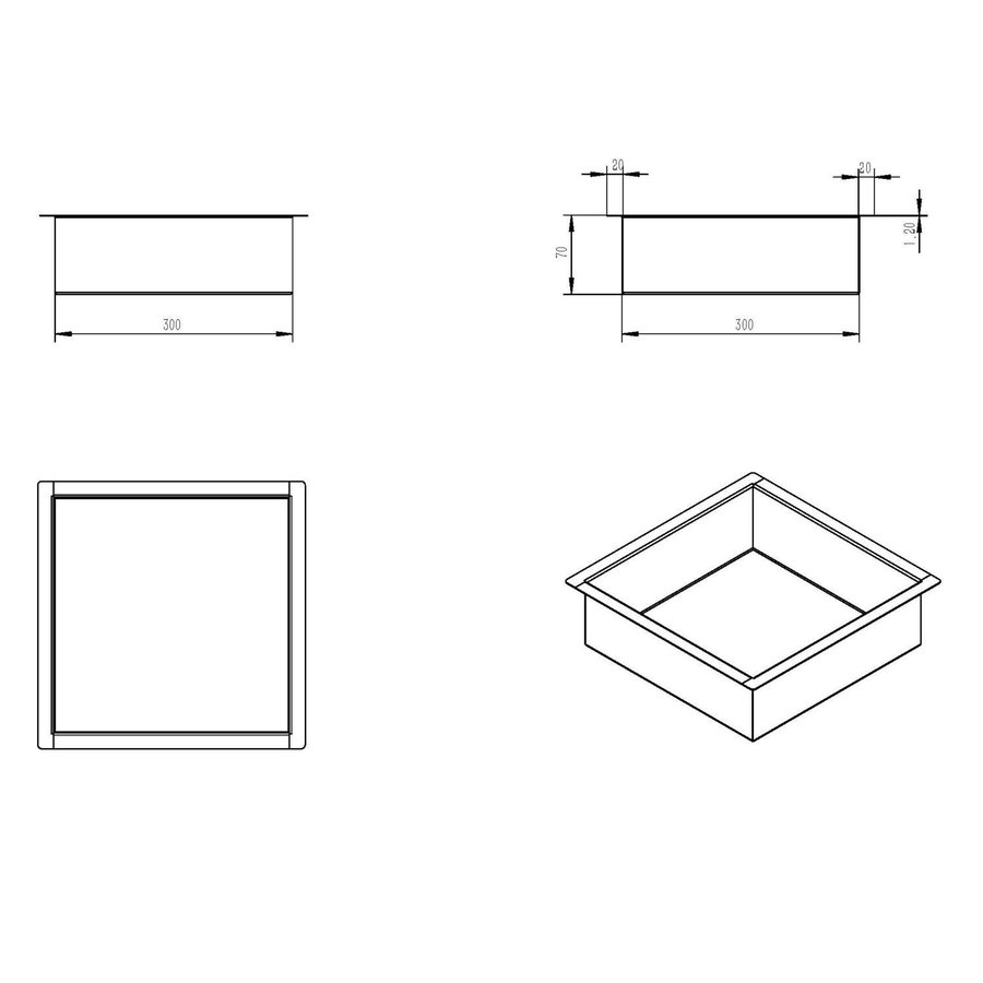 Inbouwnis Aquasplash Incorporado 30x30x7 cm Geborsteld Messing Goud