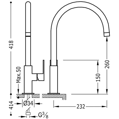 Wastafelmengkraan Tres Loft Colors 1-Hendel Uitloop Gebogen 26 cm Rond Mat Wit 