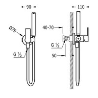 Inbouw Bidetmengkraan Tres Loft Colors 1-Hendel met Handdouche RVS
