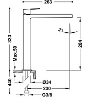 Wastafelmengkraan Tres Project 1-Hendel Uitloop Recht 28.4 cm Rond RVS