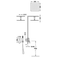 Regendoucheset Inbouw Tres Project Vierkant 30 cm Met Plafondarm en Handdoucheset met Staafhanddouche Rapid Box Mat Zwart