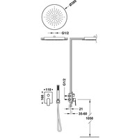 Regendoucheset Inbouw Tres Project Rond 38 cm Met Plafonddouche en Handdoucheset met Staafhanddouche Rapid Box Mat Zwart