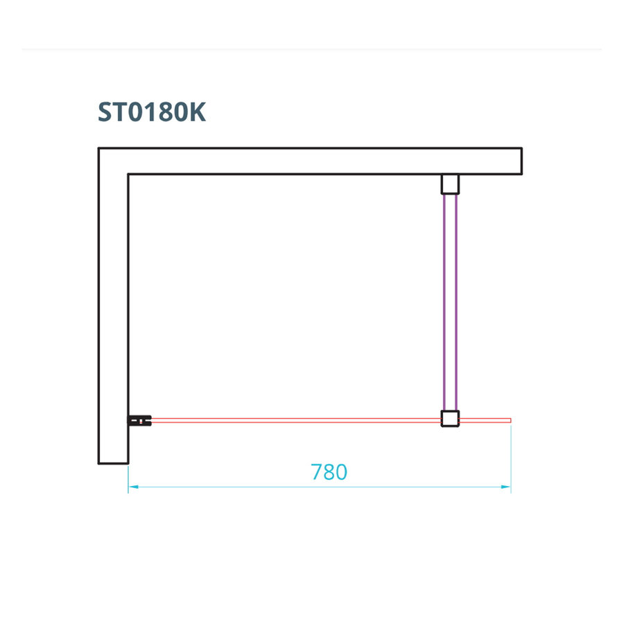 Inloopdouche Van Rijn ST01 Met Scharnieren En Stabilisatiestang 78x200 cm Helder Glas 8 mm Chroom