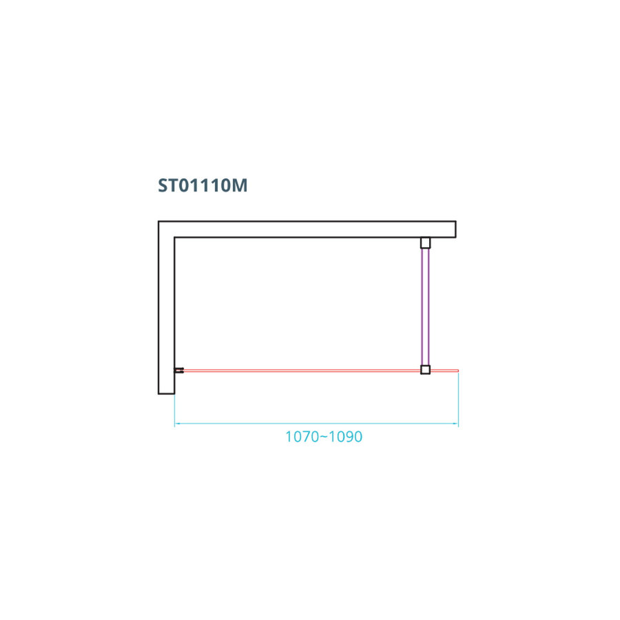 Inloopdouche Van Rijn ST01 Met Stabilisatiestang 110x200 cm Helder Glas 8 mm Chroom