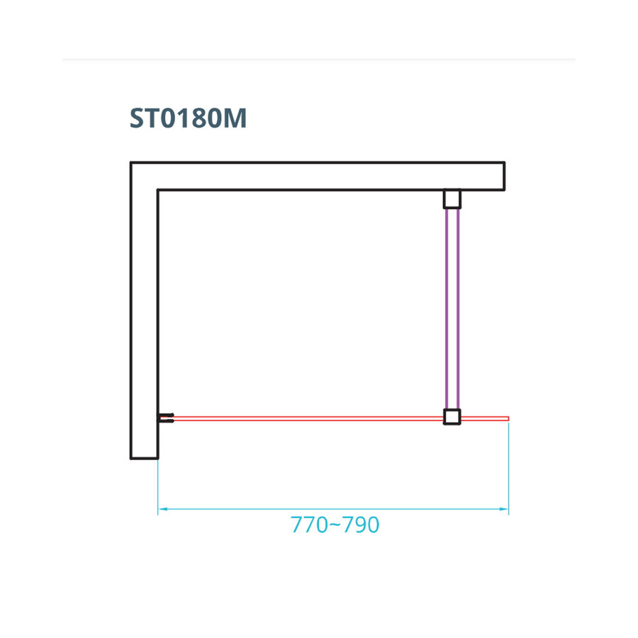 Inloopdouche Van Rijn ST01 Met Stabilisatiestang 80x200 cm Helder Glas 8 mm Chroom