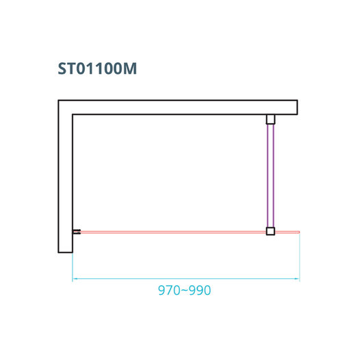 Inloopdouche Van Rijn ST01 Met Stabilisatiestang 100x200 cm Rookglas 8 mm RVS 