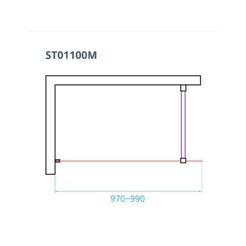 Inloopdouche Van Rijn ST01 Met Stabilisatiestang 100x200 cm Rookglas 8 mm Wit 