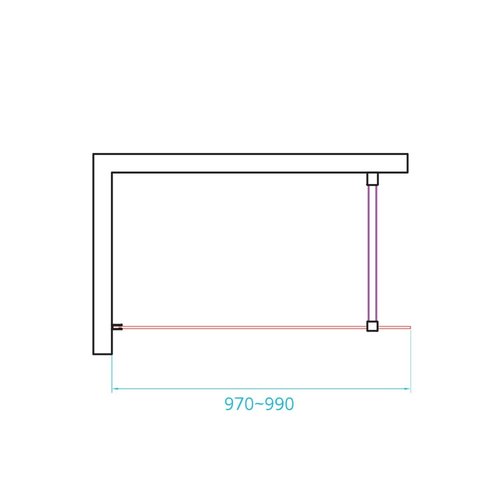 Inloopdouche Van Rijn ST01 Met Stabilisatiestang 100x200 cm Rookglas 8 mm Mat Zwart 