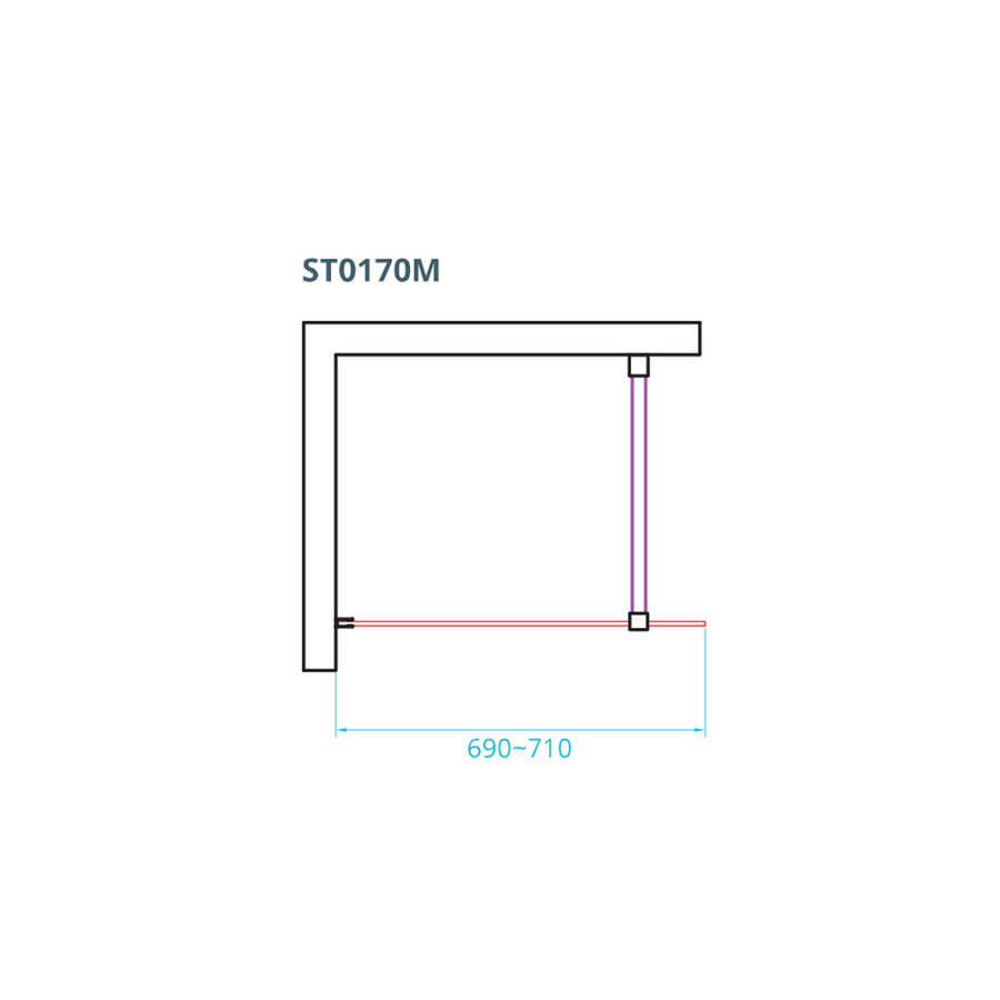 Inloopdouche Van Rijn ST01 Met Middenband En Stabilisatiestang 70x200 cm 8 mm Chroom