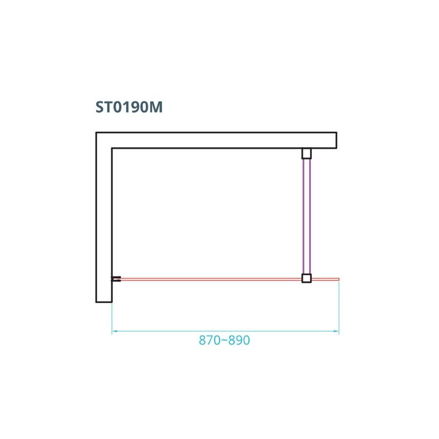 Inloopdouche Van Rijn ST01 Met Middenband En Stabilisatiestang 90x200 cm 8 mm Chroom