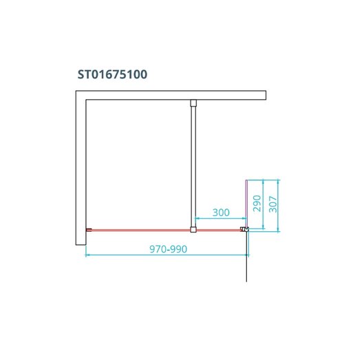 Inloopdouche Van Rijn ST01 Met Scharnierend Zijwand Helder Glas 100-30x200 cm 8 mm Chroom 