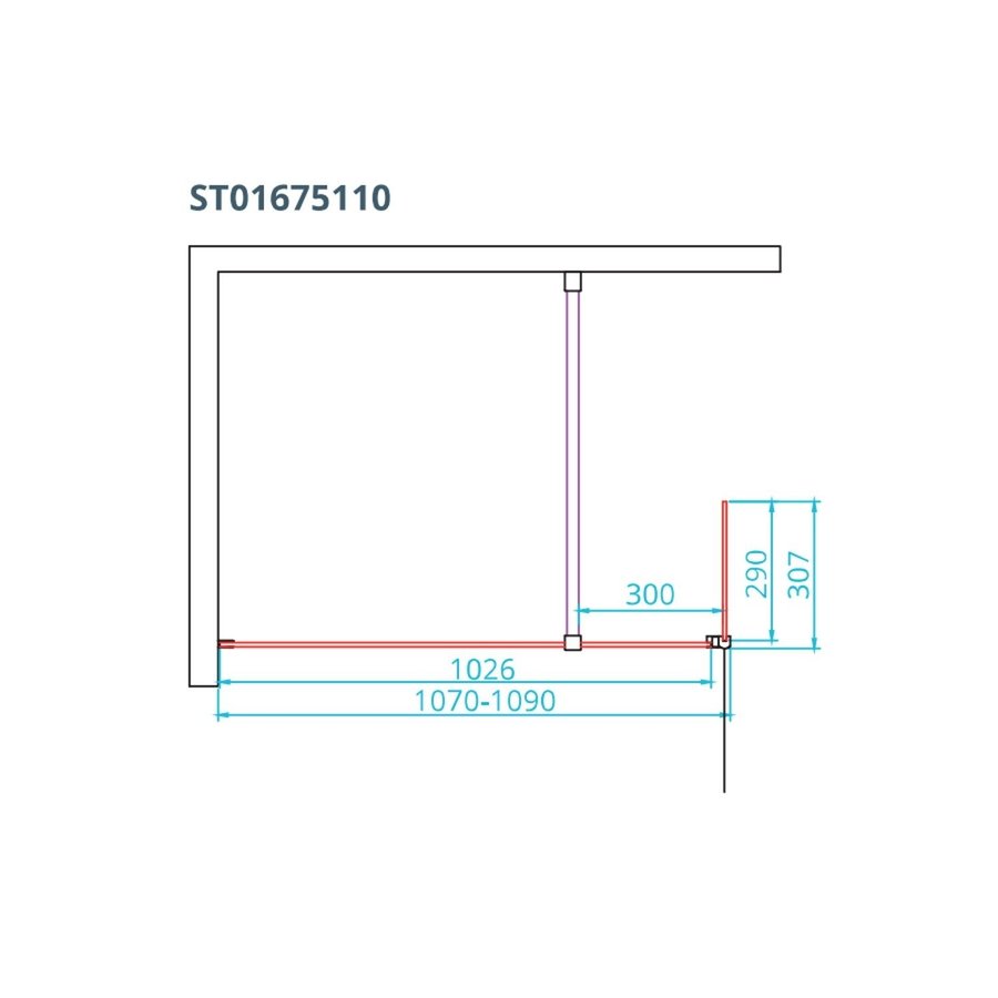 Inloopdouche Van Rijn ST01 Met Scharnierend Zijwand Helder Glas 110-30x200 cm 8 mm Chroom