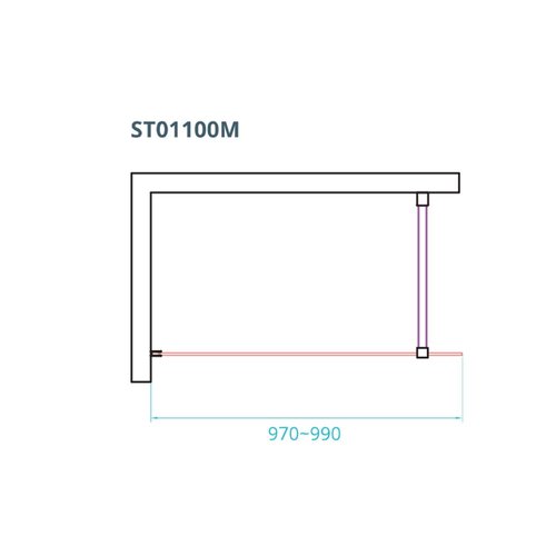 Inloopdouche Van Rijn ST01 Met Stabilisatiestang 100x200 cm Helder Glas 8 mm RVS 