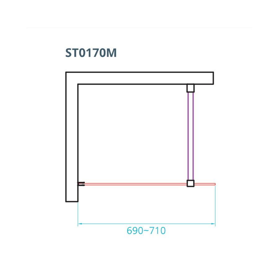 Inloopdouche Van Rijn ST01 Met Stabilisatiestang 70x200 cm Helder Glas 8 mm RVS