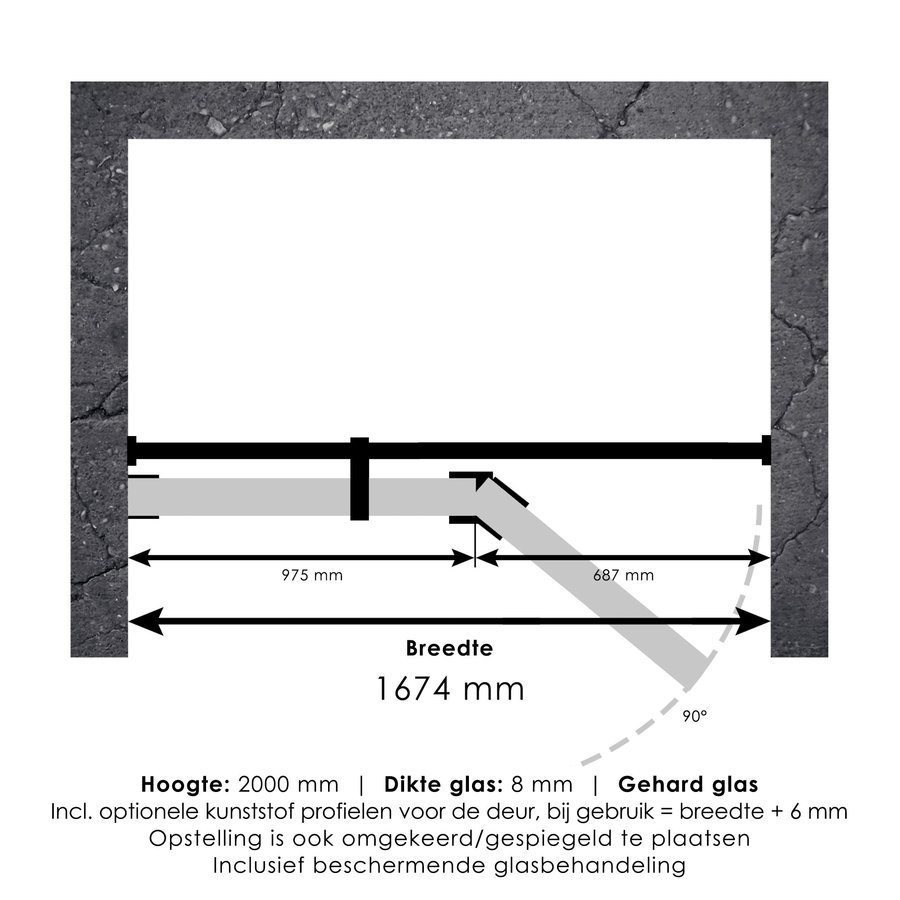 Nisdeur Compleet Just Creating Profielloos 2-Delig (Draaideur Bevestigd op Inloopwand) 170x200 cm 100/70 Goud