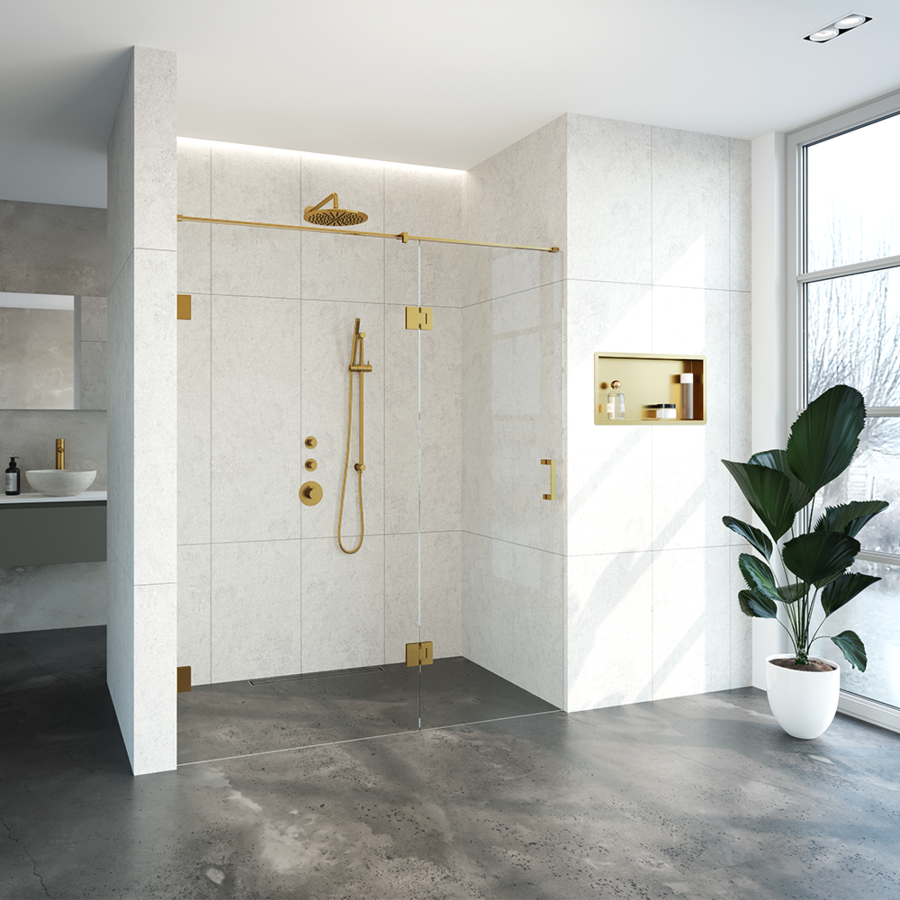 Nisdeur Compleet Just Creating Profielloos 2-Delig (Draaideur Bevestigd op Inloopwand) 170x200 cm 100/70 Goud