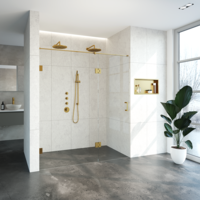 Nisdeur Compleet Just Creating Profielloos 2-Delig (Draaideur Bevestigd op Inloopwand) 180x200 cm 110/70 Goud