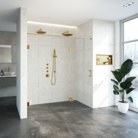 Nisdeur Compleet Just Creating Profielloos 2-Delig (Draaideur Bevestigd op Inloopwand) 190x200 cm 120/70 Goud