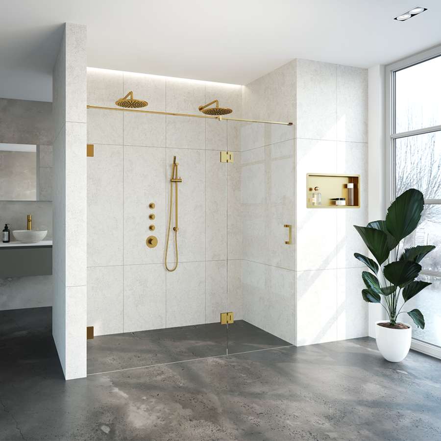 Nisdeur Compleet Just Creating Profielloos 2-Delig (Draaideur Bevestigd op Inloopwand) 190x200 cm 120/70 Goud