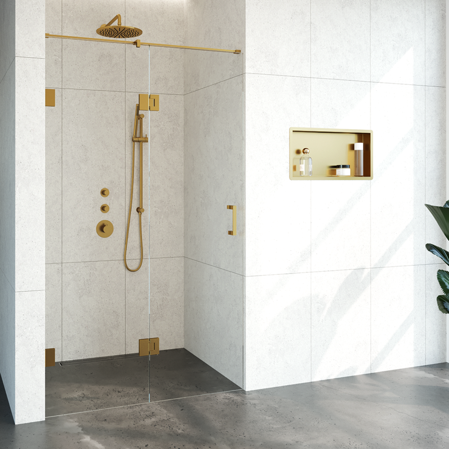 Nisdeur Compleet Just Creating Profielloos 2-Delig (Draaideur Bevestigd op Inloopwand) 120x200 cm 60/60 Goud