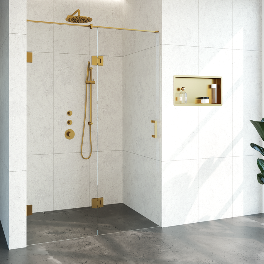 Nisdeur Compleet Just Creating Profielloos 2-Delig (Draaideur Bevestigd op Inloopwand) 140x200 cm 70/70 Goud