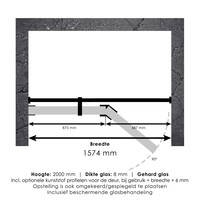 Nisdeur Compleet Just Creating Profielloos 2-Delig (Draaideur Bevestigd op Inloopwand) 160x200 cm 90/70 Goud
