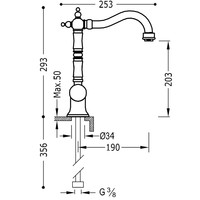 Wastafelmengkraan Tres Classic RVS 1 Hendel Wit