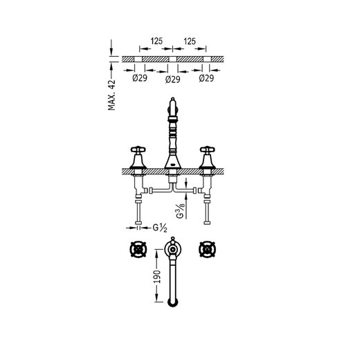Wastafelmengkraan Tres Clasic 2 Grepen Los RVS 