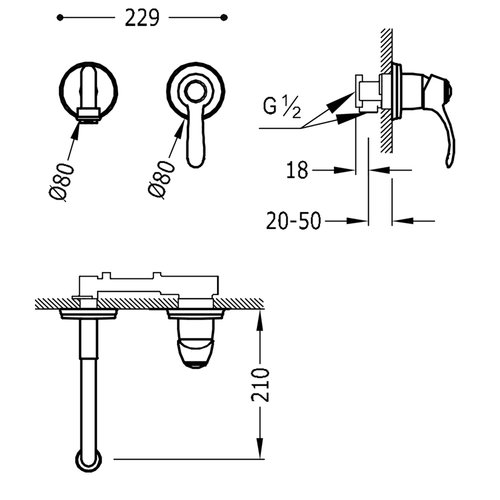 Wastafelmengkraan Tres Clasic Gebogen 1 Hendel RVS 