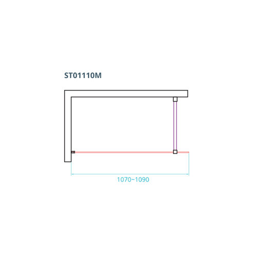 Inloopdouche Van Rijn ST01 Met Stabilisatiestang 110x200 cm Helder Glas 8 mm Mat Zwart 