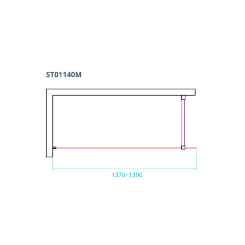 Inloopdouche Van Rijn ST01 Met Stabilisatiestang 140x200 cm Helder Glas 8 mm Mat Zwart 