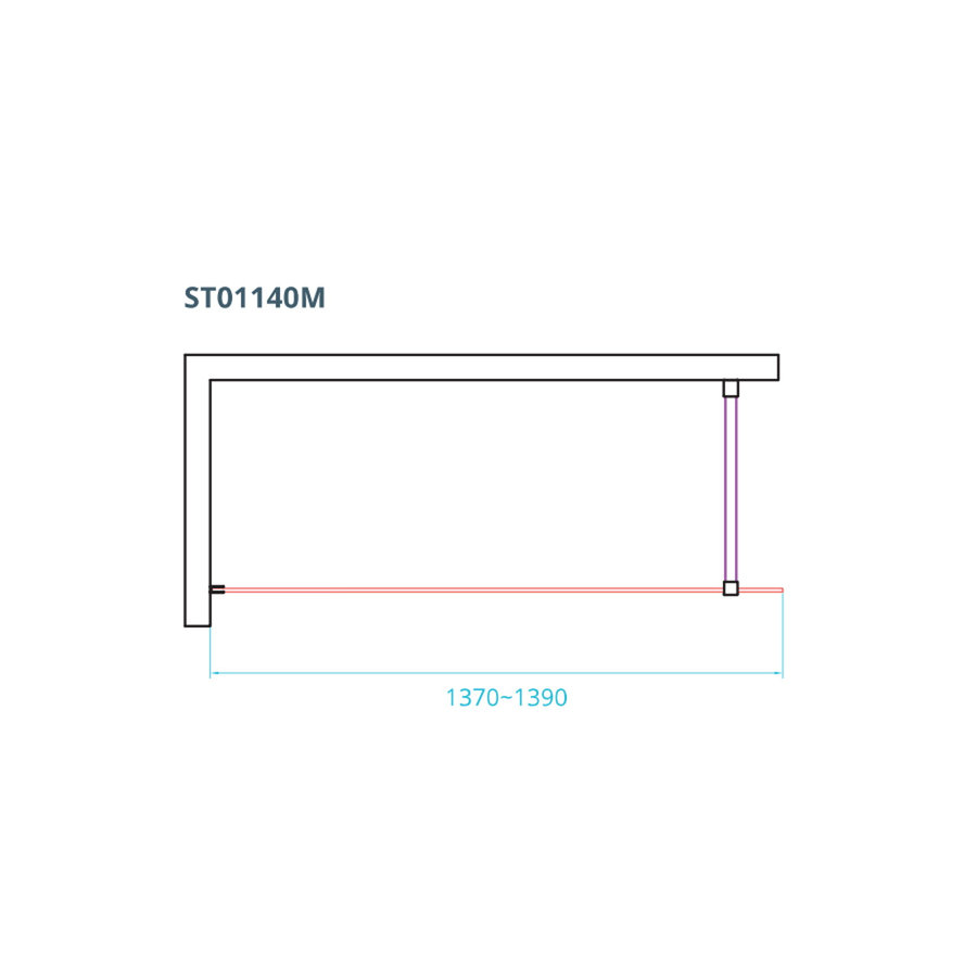 Inloopdouche Van Rijn ST01 Met Stabilisatiestang 140x200 cm Helder Glas 8 mm Mat Zwart