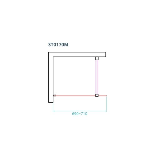 Inloopdouche Van Rijn ST01 Met Stabilisatiestang 70x200 cm Helder Glas 8 mm Mat Zwart 