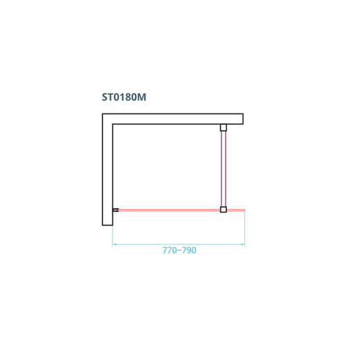 Inloopdouche Van Rijn ST01 Met Stabilisatiestang 80x200 cm Helder Glas 8 mm Mat Zwart 