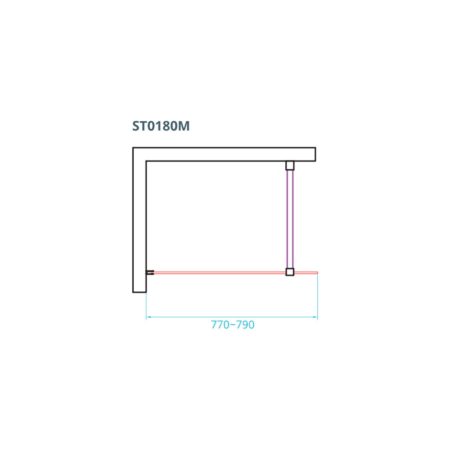 Inloopdouche Van Rijn ST01 Met Stabilisatiestang 80x200 cm Helder Glas 8 mm Mat Zwart