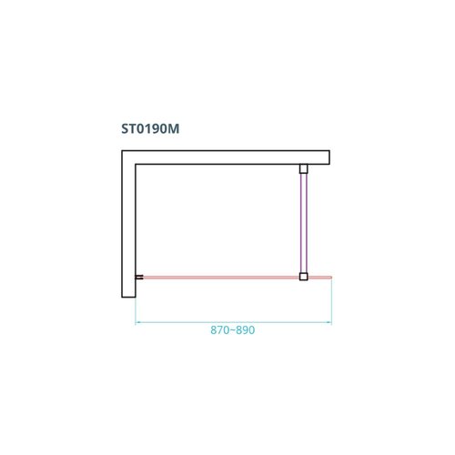 Inloopdouche Van Rijn ST01 Met Stabilisatiestang 90x200 cm Helder Glas 8 mm Mat Zwart 