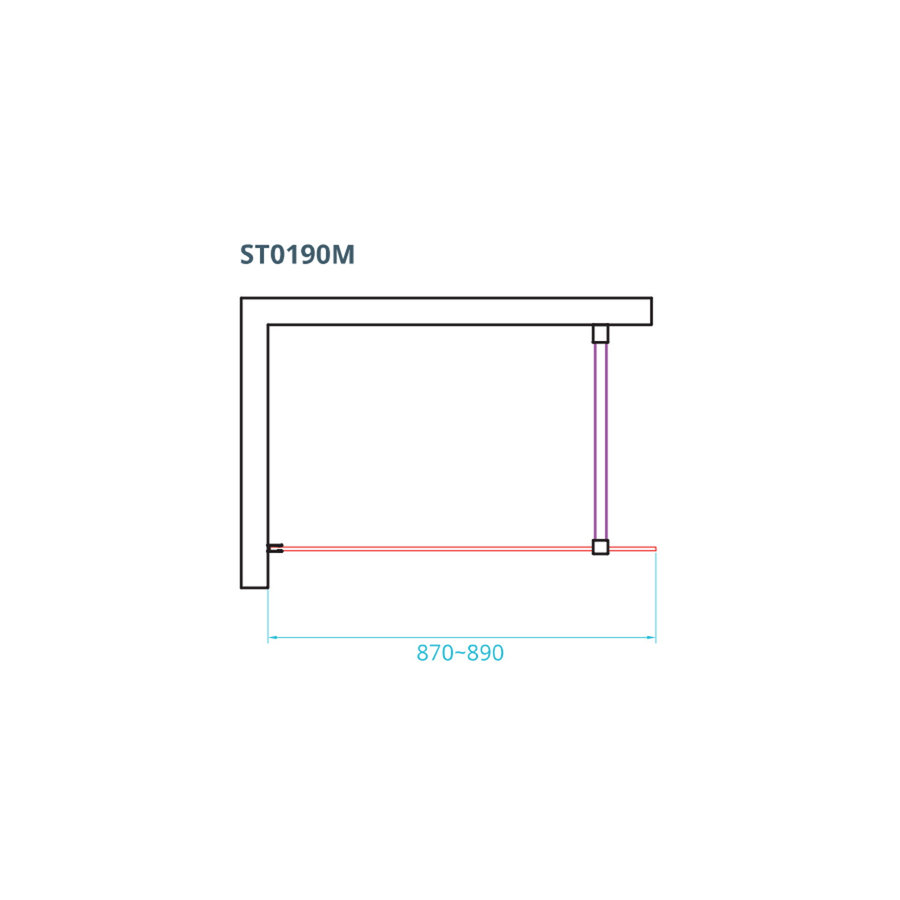 Inloopdouche Van Rijn ST01 Met Stabilisatiestang 90x200 cm Helder Glas 8 mm Mat Zwart