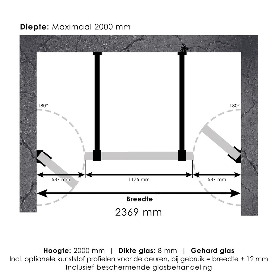 Niscabine XL Compleet Just Creating 240x200 cm 60/120/60 Mat Zwart