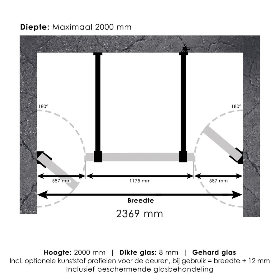 Niscabine XL Compleet Just Creating 240x200 cm 60/120/60 Chroom