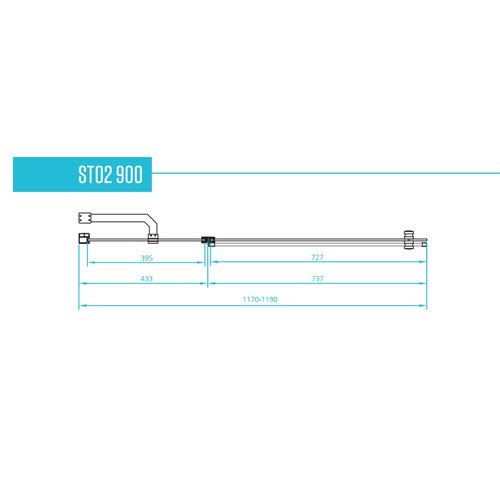 Badwand Van Rijn ST02 Klapwand + Vaste Wand 120x150 cm Helder Glas 6 mm Chroom 