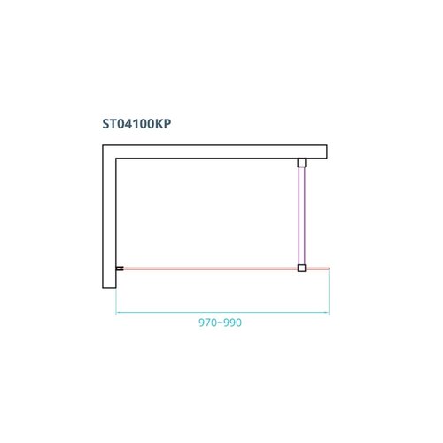 Inloopdouche Van Rijn ST04 Met Stabilisatiestang 100x200 cm 8 mm Helder Glas Zwart 