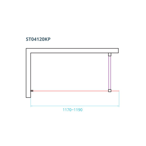 Inloopdouche Van Rijn ST04 Met Stabilisatiestang 120x200 cm 8 mm Helder Glas Zwart 