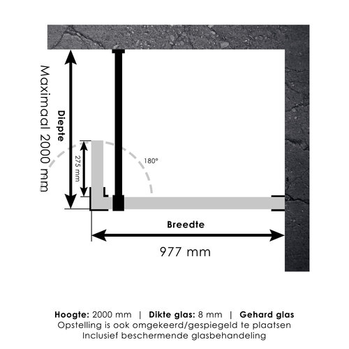 Inloopdouche Compleet Just Creating Profielloos 100/30 cm Draaibaar Goud 