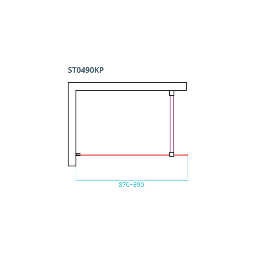 Inloopdouche Van Rijn ST04 Met Stabilisatiestang 90x200 cm 8 mm Helder Glas Zwart