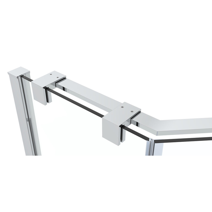 Douchecabine Van Rijn ST05 Vijfhoek Met Standaard Deur 90x200 cm 8 mm Helder Glas Chroom